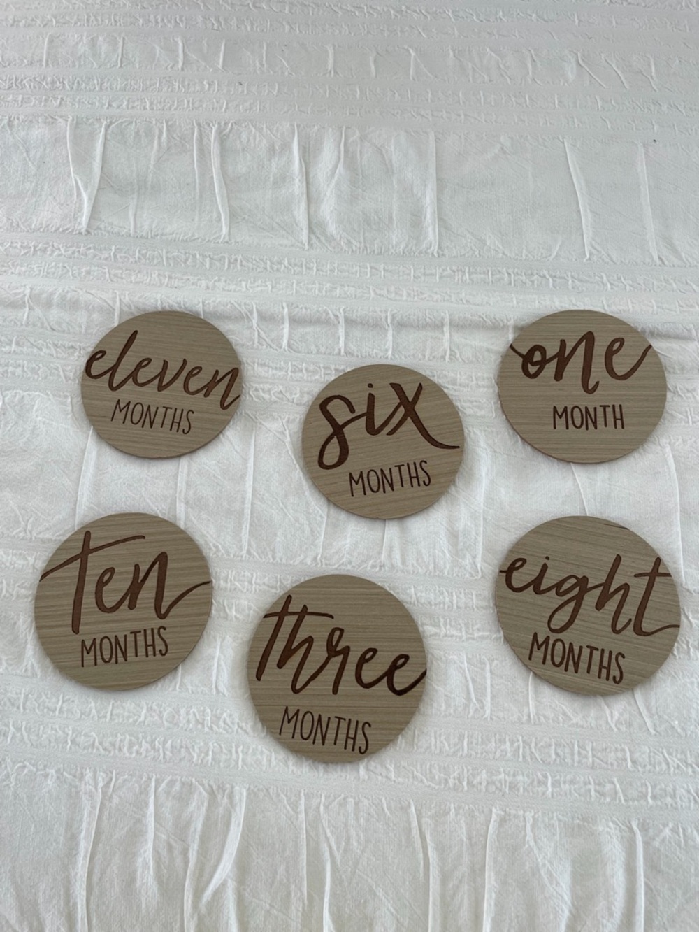 Neutral Wood Monthly Milestone Discs - Set of 7
